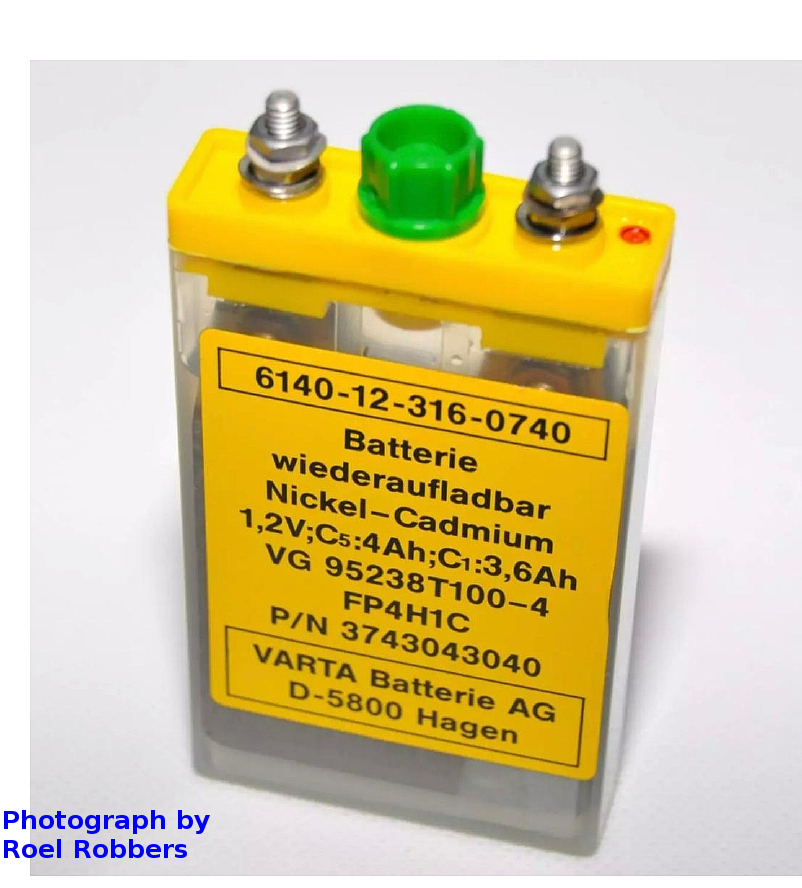 Picture of Batterie wiederaufladbar Nickel – Cadium 1.2V C5: 4Ah; C1: 3.6Ah VG 95238T100-4 FP4H1C P/N 3743043040 VARTA Batterie AG D-5800 Hagen